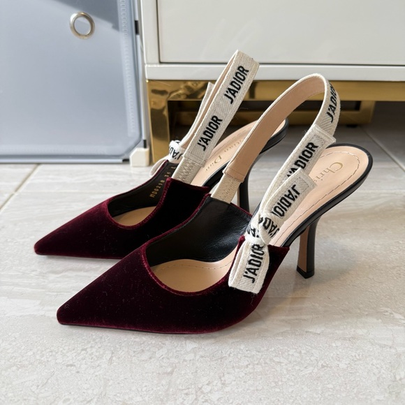 Dior Shoes - Authentic Dior burgundy velvet 'J'Adior' slingbacks